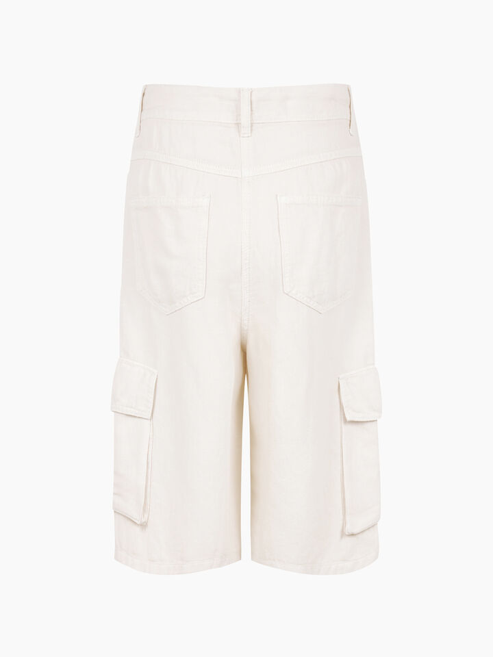 Bermuda cargo in denim  - sisley k pantaloncini jeans - Bianco Panna | Sisley K image number 2
